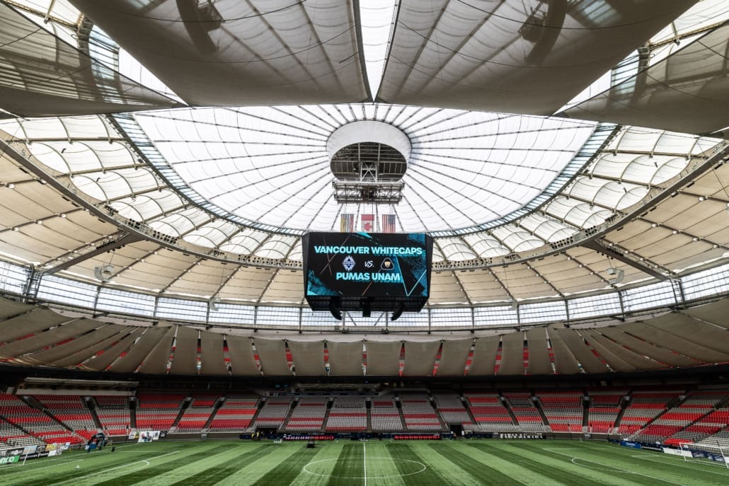 CONCACAF Champions Cup soccer action between Pumas UNAM and the Vancouver Whitecaps on April 2, 2025 at BC Place in Vancouver