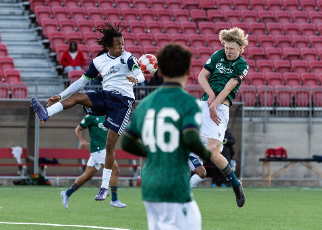 League1 Ontario soccer action between Sudbury Cyclones and York United Academy on April 12, 2025 at York Lions Stadium in Toronto