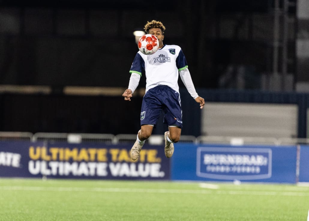 League1 Ontario soccer action between Sudbury Cyclones and York United Academy on April 12, 2025 at York Lions Stadium in Toronto